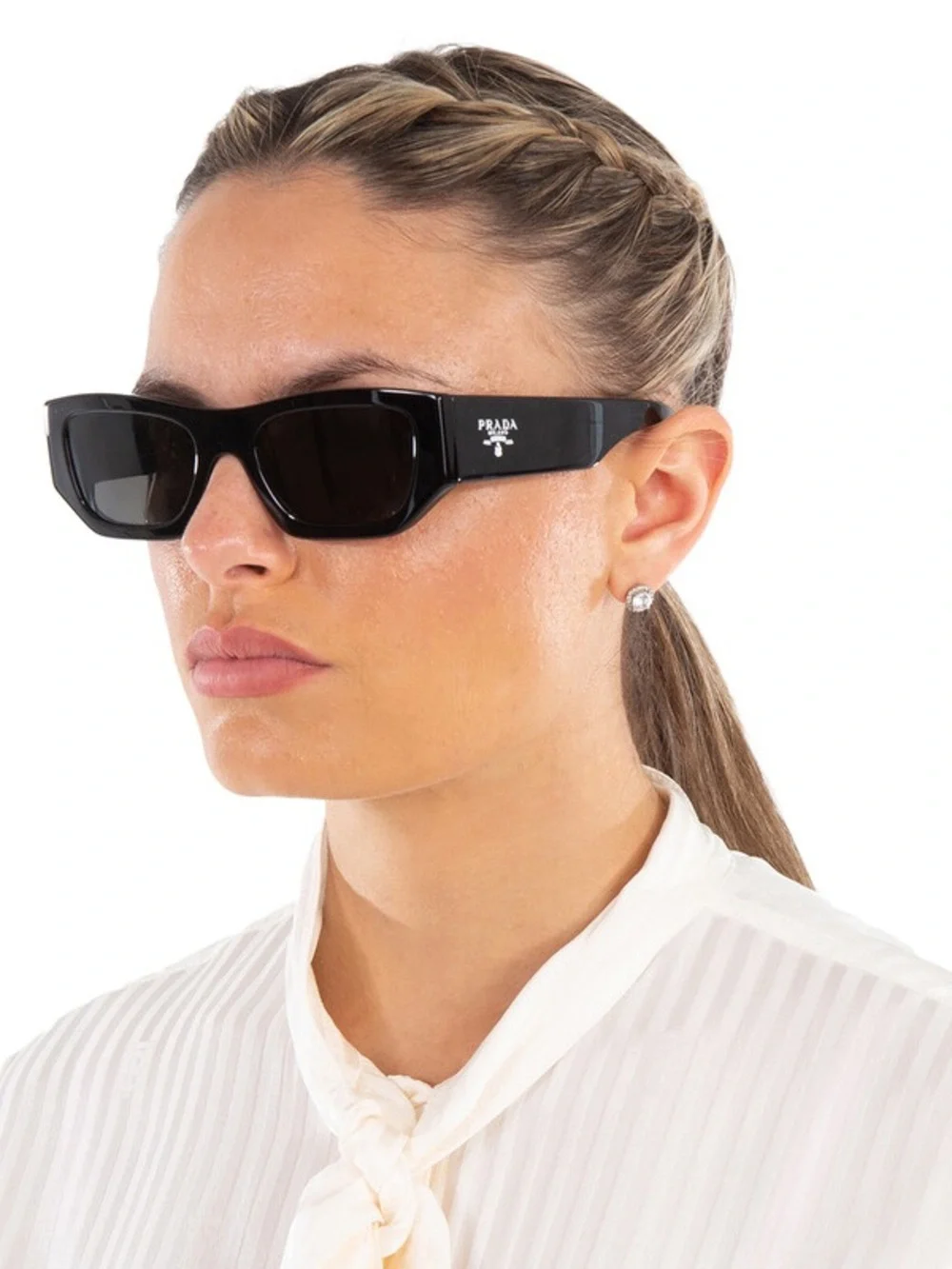 Prada Black Rectangular Men's Sunglasses